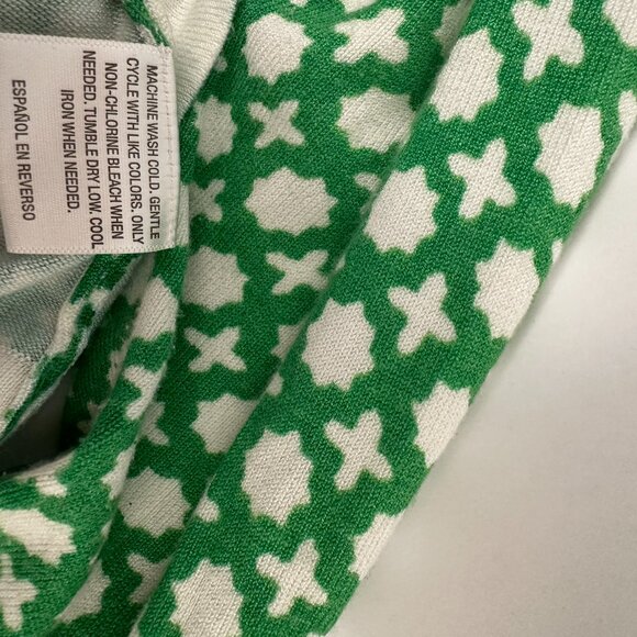 Charter Club Woman's Green White Cardigan Button Front White Metal Buttons Large - Picture 5 of 5